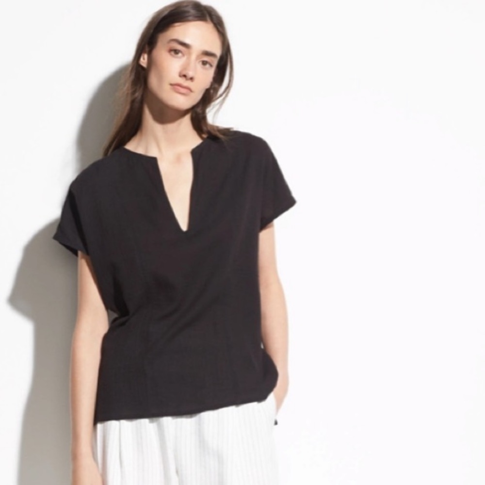 3/$40 Vince seamed popover black top S